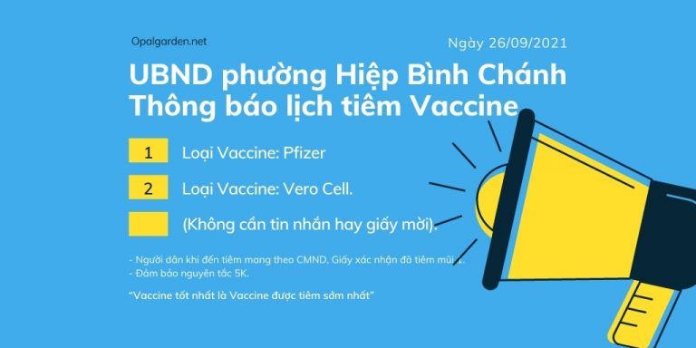 Ubnd Phường Hiệp Bình Chánh Thông Báo Lịch Tiêm Vaccine Ngày 26 Tháng 9 Năm 2021