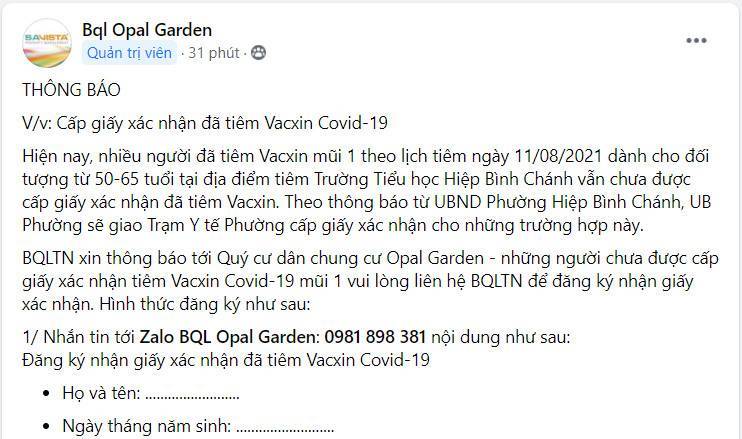 Xac Nhan Vaccine Opal Garden